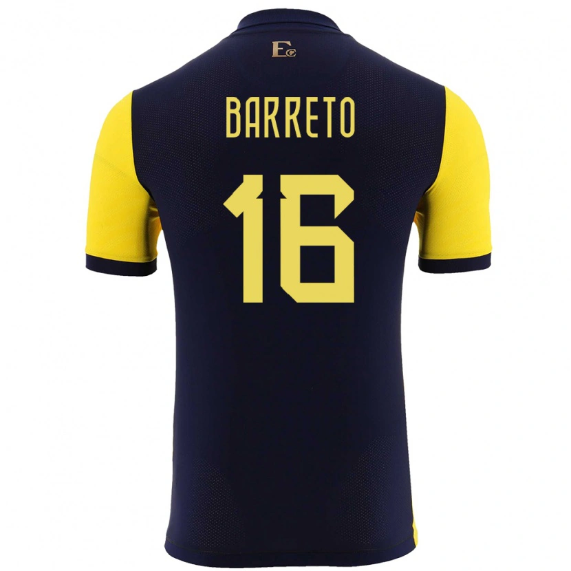 Danxen Niño Camiseta Ecuador Andry Barreto #16 Amarillo 1ª Equipación 24-26 La Camisa México