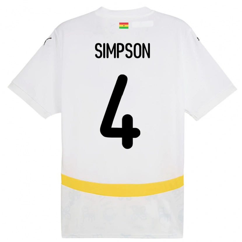 Danxen Niño Camiseta Ghana Razak Simpson #4 Blanco 1ª Equipación 24-26 La Camisa México