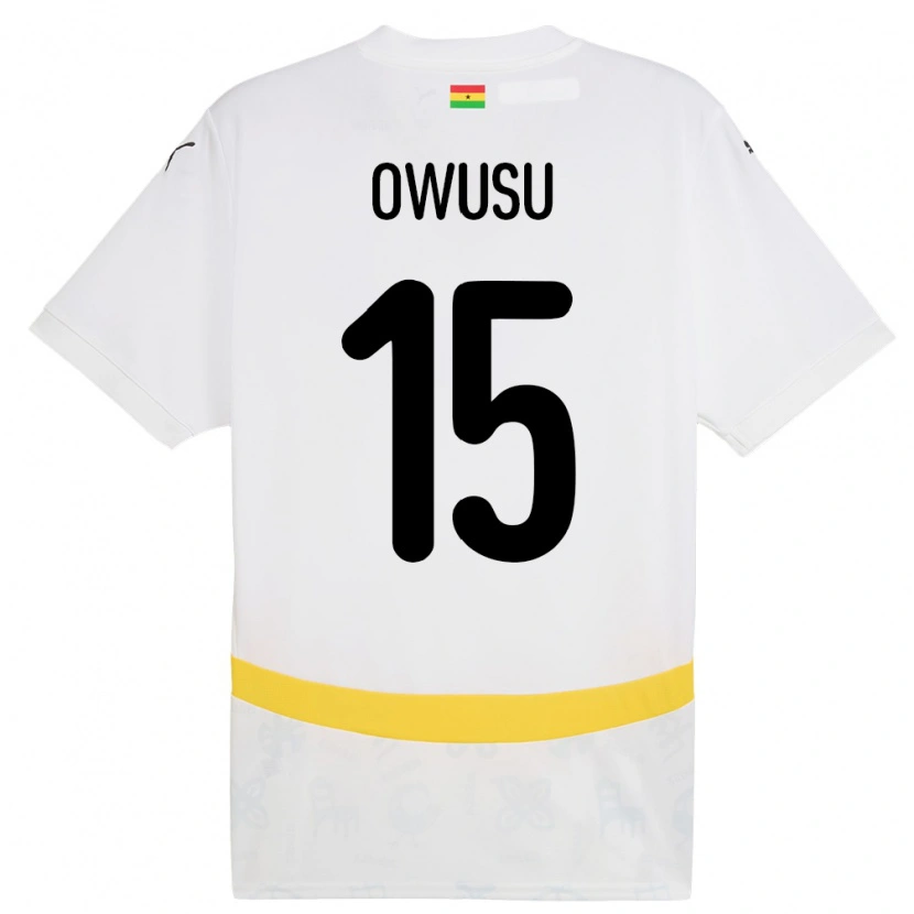Danxen Niño Camiseta Ghana Elisha Owusu #15 Blanco 1ª Equipación 24-26 La Camisa México