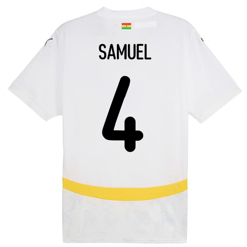 Danxen Niño Camiseta Ghana Samuel Abbey-Ashie Quaye #4 Blanco 1ª Equipación 24-26 La Camisa México