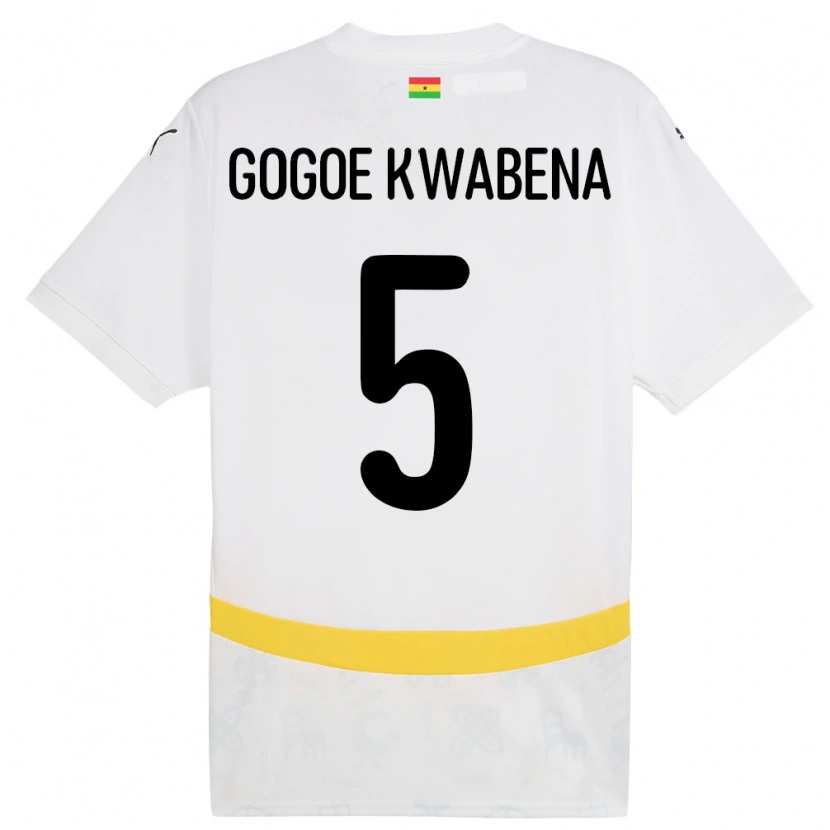 Danxen Niño Camiseta Ghana Boahen Gogoe Kwabena #5 Blanco 1ª Equipación 24-26 La Camisa México