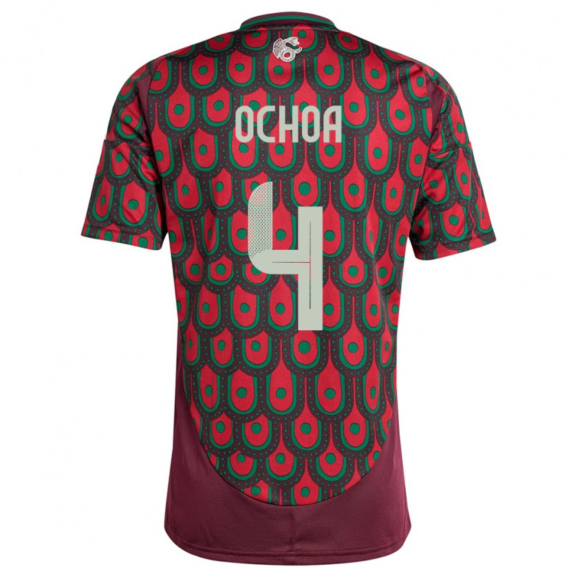 Danxen Niño Camiseta México Diego Ochoa #4 Granate 1ª Equipación 24-26 La Camisa México