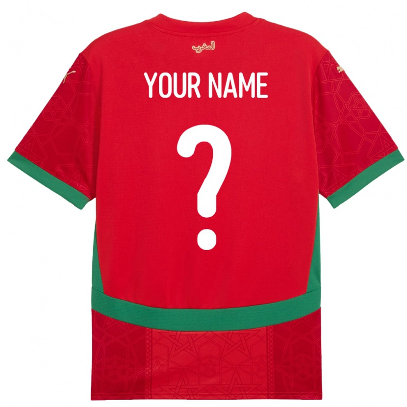 Danxen Niño Camiseta Marruecos Su Nombre #0 Rojo 1ª Equipación 24-26 La Camisa México