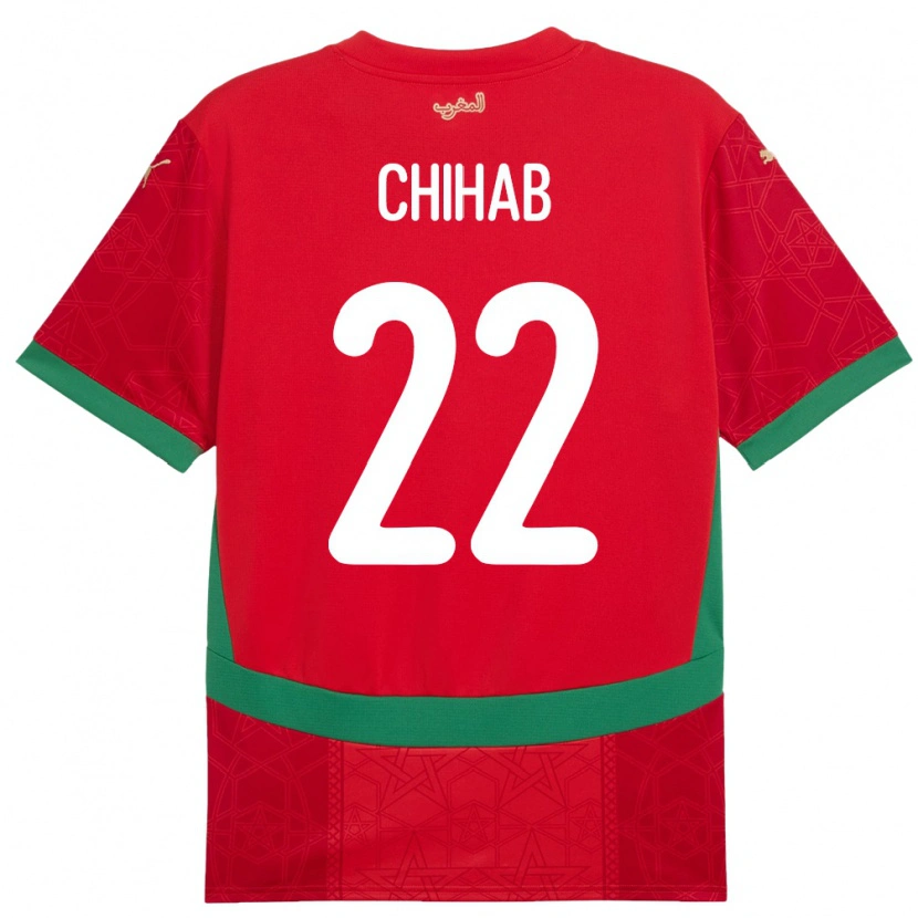 Danxen Niño Camiseta Marruecos Salaheddine Chihab #22 Rojo 1ª Equipación 24-26 La Camisa México