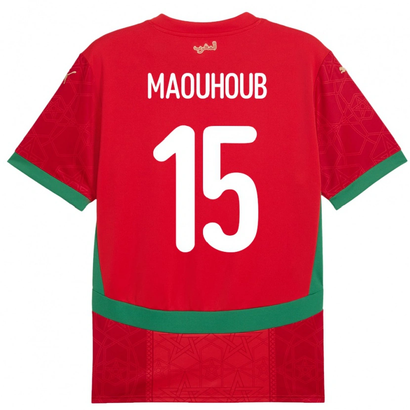Danxen Niño Camiseta Marruecos El Mehdi Maouhoub #15 Rojo 1ª Equipación 24-26 La Camisa México