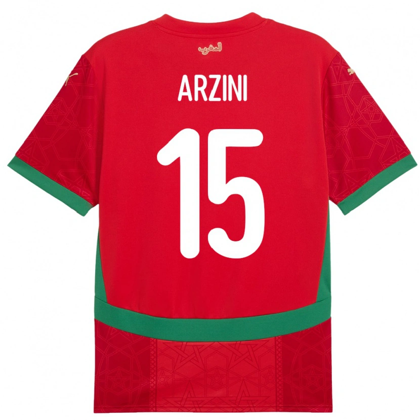 Danxen Niño Camiseta Marruecos Ilyas Arzini #15 Rojo 1ª Equipación 24-26 La Camisa México
