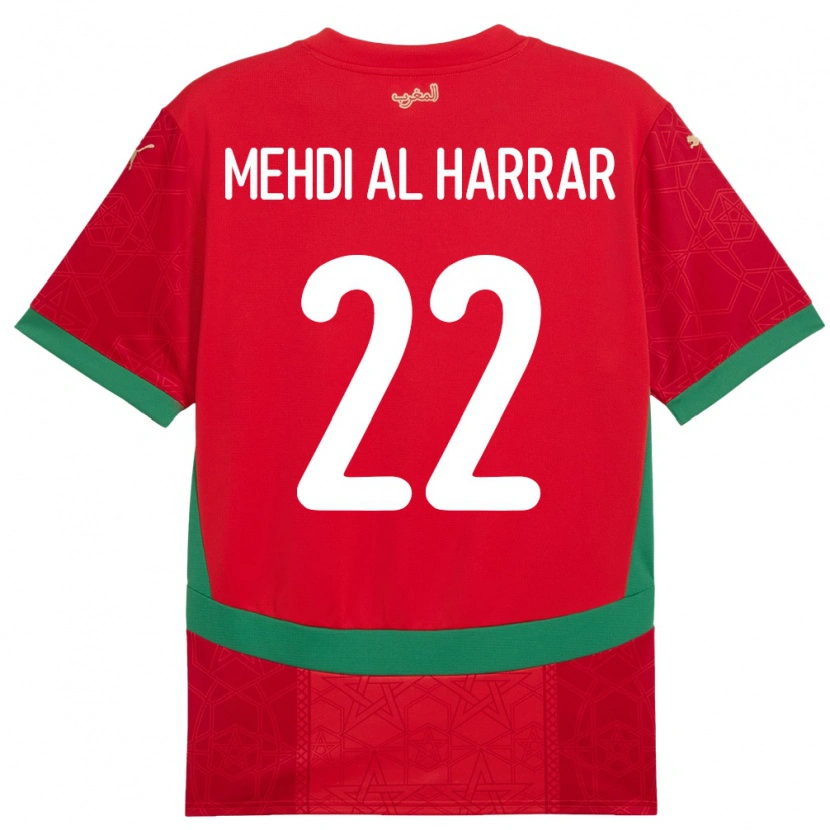 Danxen Niño Camiseta Marruecos El Mehdi Al Harrar #22 Rojo 1ª Equipación 24-26 La Camisa México