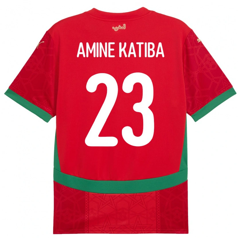 Danxen Niño Camiseta Marruecos Mohamed Amine Katiba #23 Rojo 1ª Equipación 24-26 La Camisa México