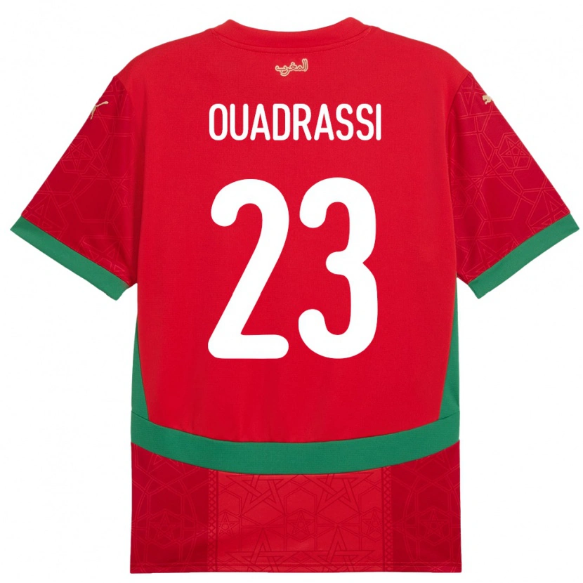 Danxen Niño Camiseta Marruecos Dalil Ouadrassi #23 Rojo 1ª Equipación 24-26 La Camisa México