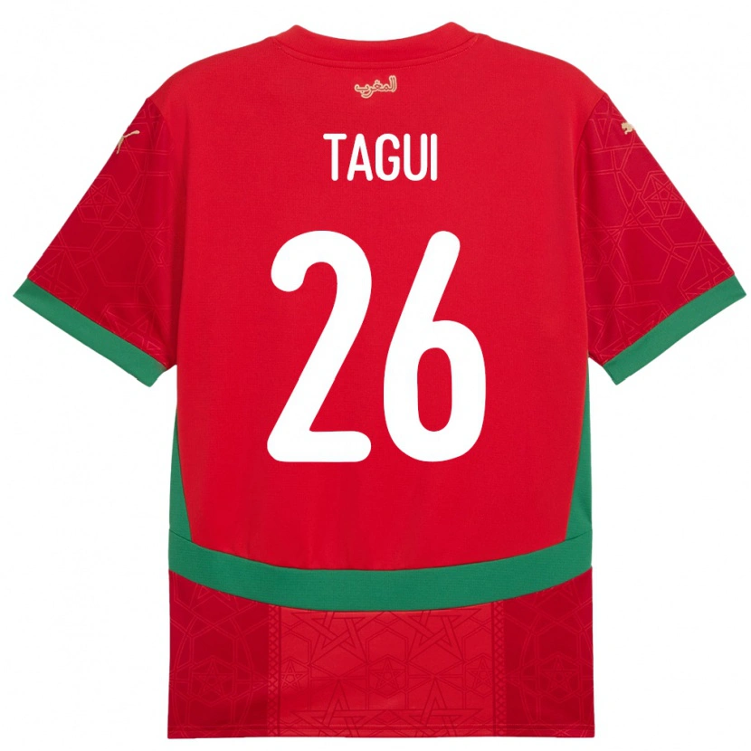 Danxen Niño Camiseta Marruecos Salah-Eddine Tagui #26 Rojo 1ª Equipación 24-26 La Camisa México
