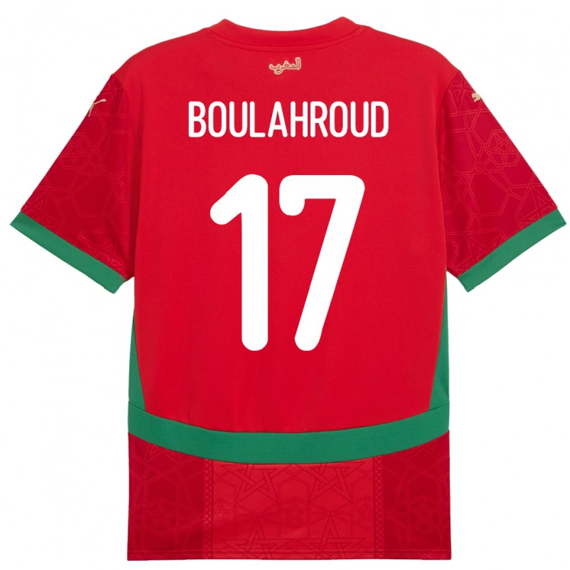 Danxen Niño Camiseta Marruecos Charaf Eddine Boulahroud #17 Rojo 1ª Equipación 24-26 La Camisa México