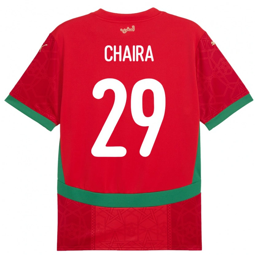 Danxen Niño Camiseta Marruecos Ilyas Chaira #29 Rojo 1ª Equipación 24-26 La Camisa México