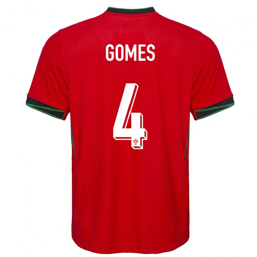 Danxen Niño Camiseta Portugal Luís Gomes #4 Rojo 1ª Equipación 24-26 La Camisa México