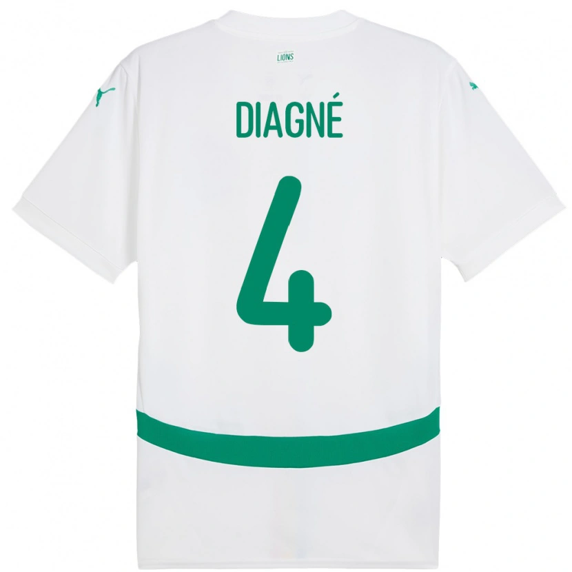 Danxen Niño Camiseta Senegal Cavin Diagne #4 Blanco 1ª Equipación 24-26 La Camisa México