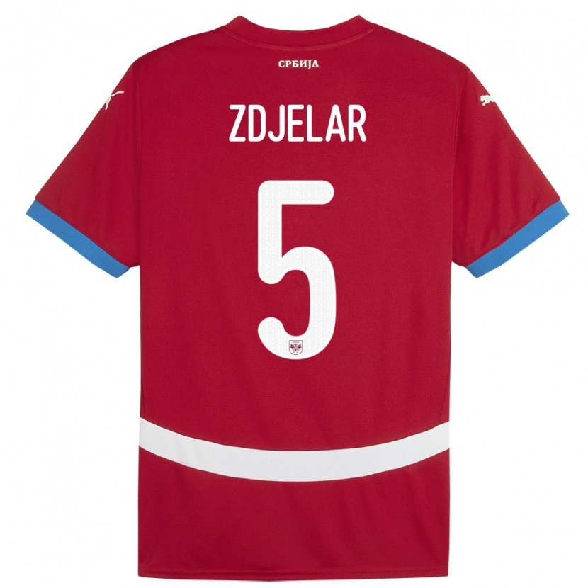 Danxen Niño Camiseta Serbia Sasa Zdjelar #5 Rojo 1ª Equipación 24-26 La Camisa México
