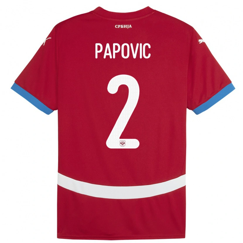 Danxen Niño Camiseta Serbia Niksa Papovic #2 Rojo 1ª Equipación 24-26 La Camisa México