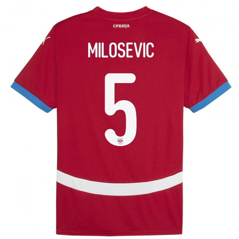 Danxen Niño Camiseta Serbia Jovan Milosevic #5 Rojo 1ª Equipación 24-26 La Camisa México