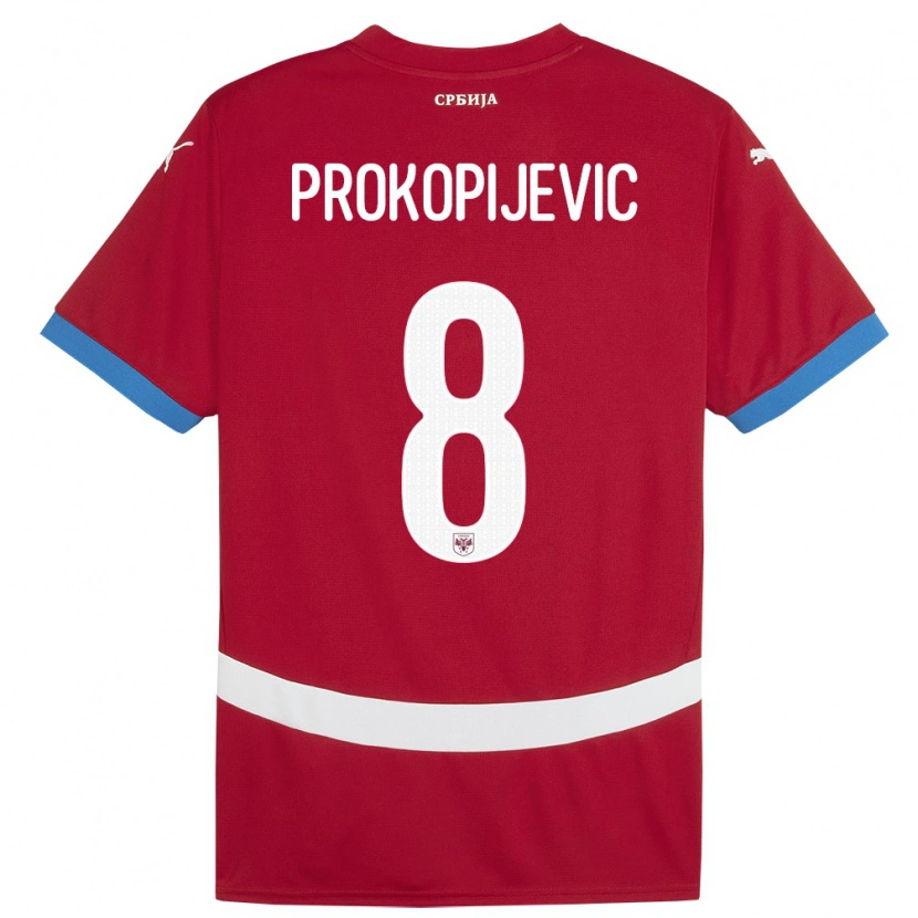 Danxen Niño Camiseta Serbia Mateja Prokopijevic #8 Rojo 1ª Equipación 24-26 La Camisa México