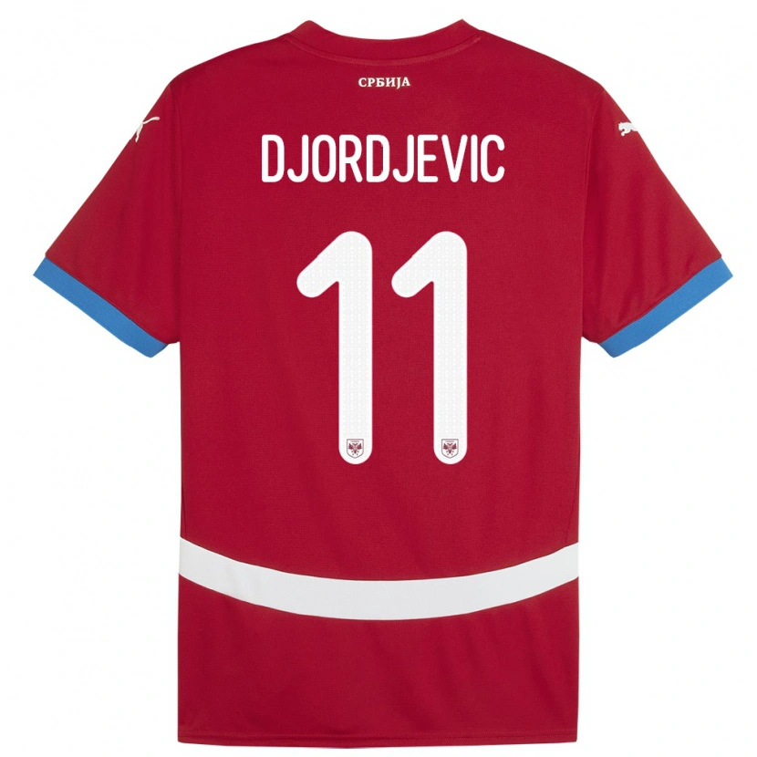 Danxen Niño Camiseta Serbia Uros Djordjevic #11 Rojo 1ª Equipación 24-26 La Camisa México