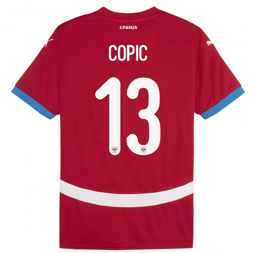 Danxen Niño Camiseta Serbia Milan Copic #13 Rojo 1ª Equipación 24-26 La Camisa México