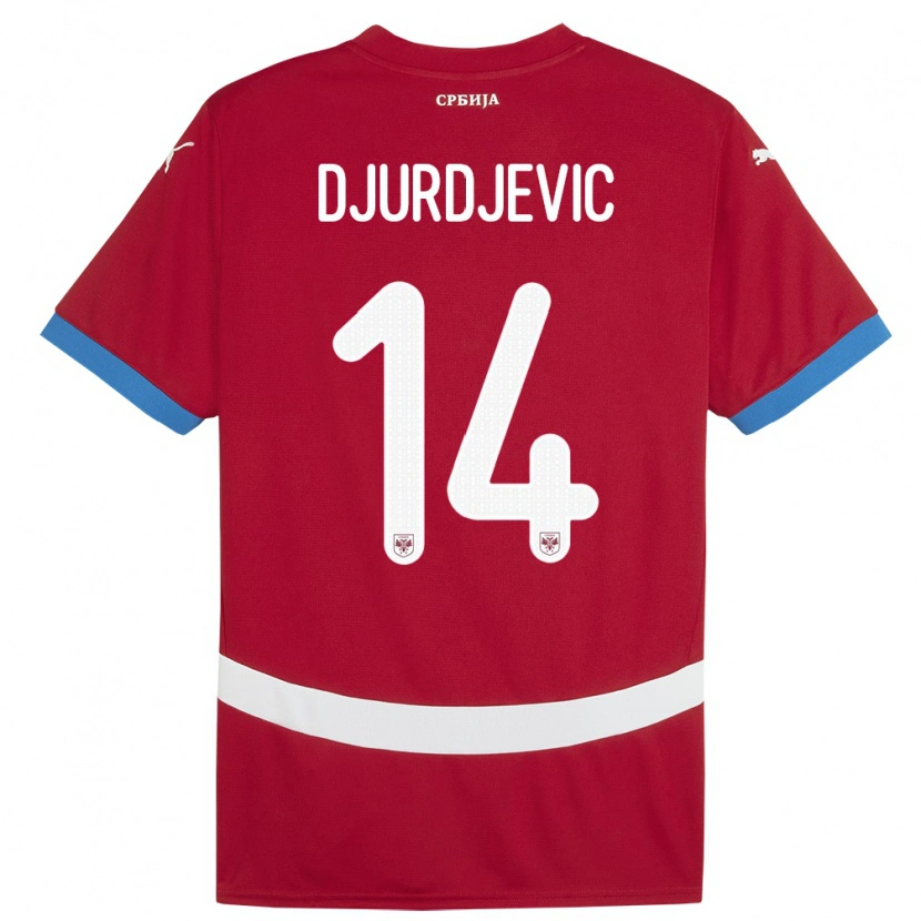 Danxen Niño Camiseta Serbia Vukasin Djurdjevic #14 Rojo 1ª Equipación 24-26 La Camisa México