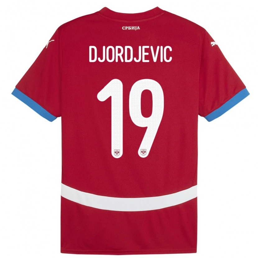 Danxen Niño Camiseta Serbia Luka Djordjevic #19 Rojo 1ª Equipación 24-26 La Camisa México