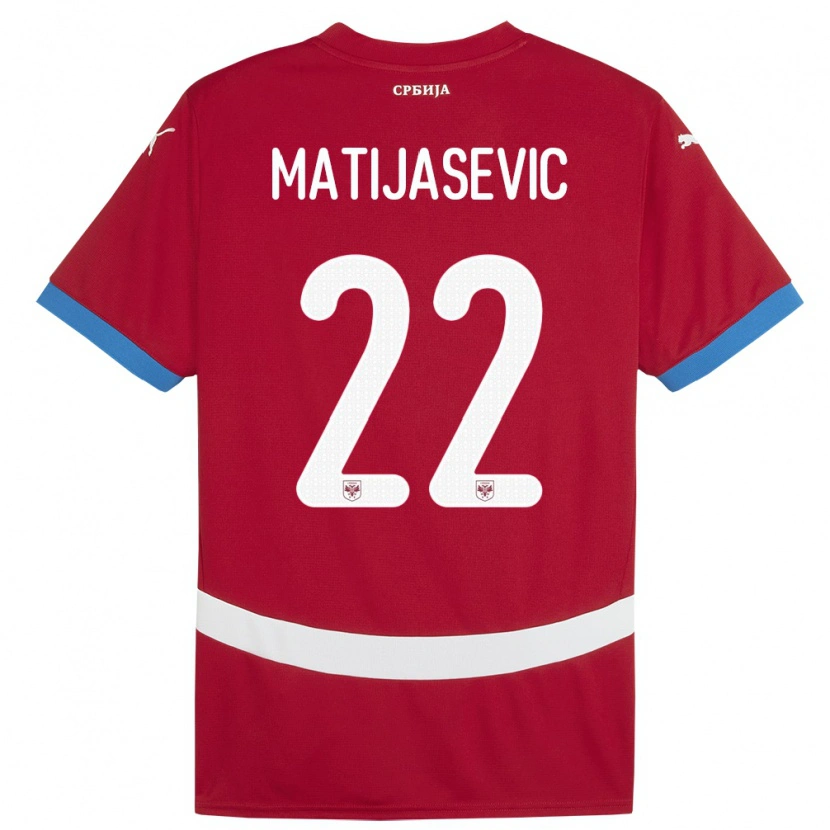 Danxen Niño Camiseta Serbia Filip Matijasevic #22 Rojo 1ª Equipación 24-26 La Camisa México