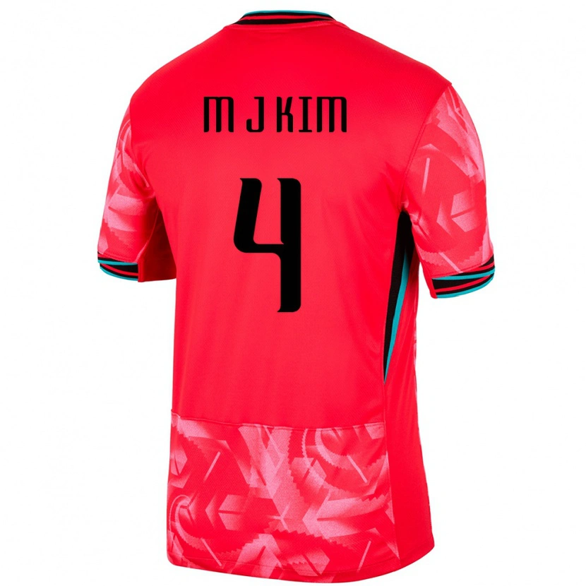 Danxen Niño Camiseta Corea Del Sur Min-Jae Kim #4 Rojo 1ª Equipación 24-26 La Camisa México