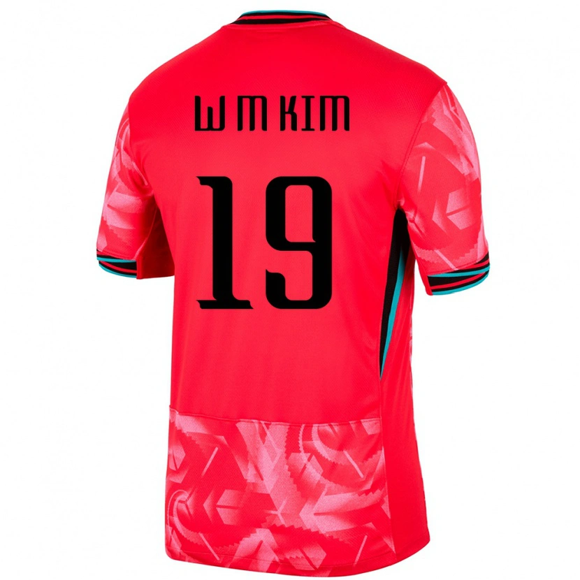 Danxen Niño Camiseta Corea Del Sur Min-Woo Kim #19 Rojo 1ª Equipación 24-26 La Camisa México