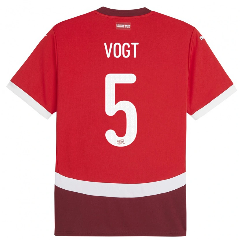 Danxen Niño Camiseta Suiza Gian Vogt #5 Rojo 1ª Equipación 24-26 La Camisa México
