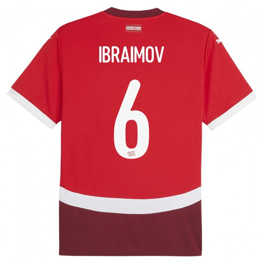 Danxen Niño Camiseta Suiza Leonit Ibraimov #6 Rojo 1ª Equipación 24-26 La Camisa México