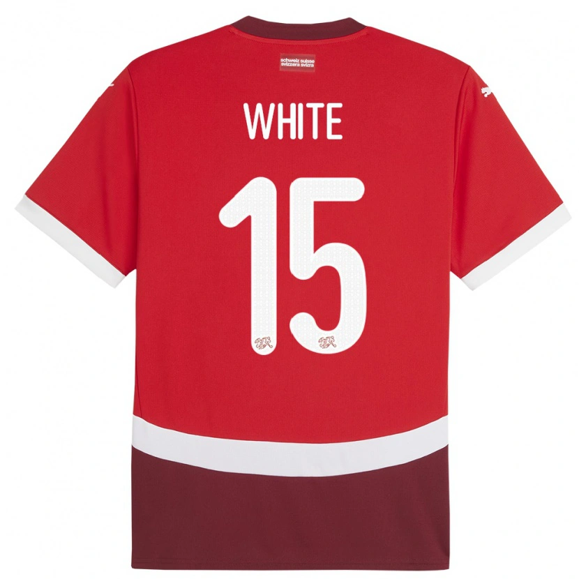 Danxen Niño Camiseta Suiza Leon White #15 Rojo 1ª Equipación 24-26 La Camisa México