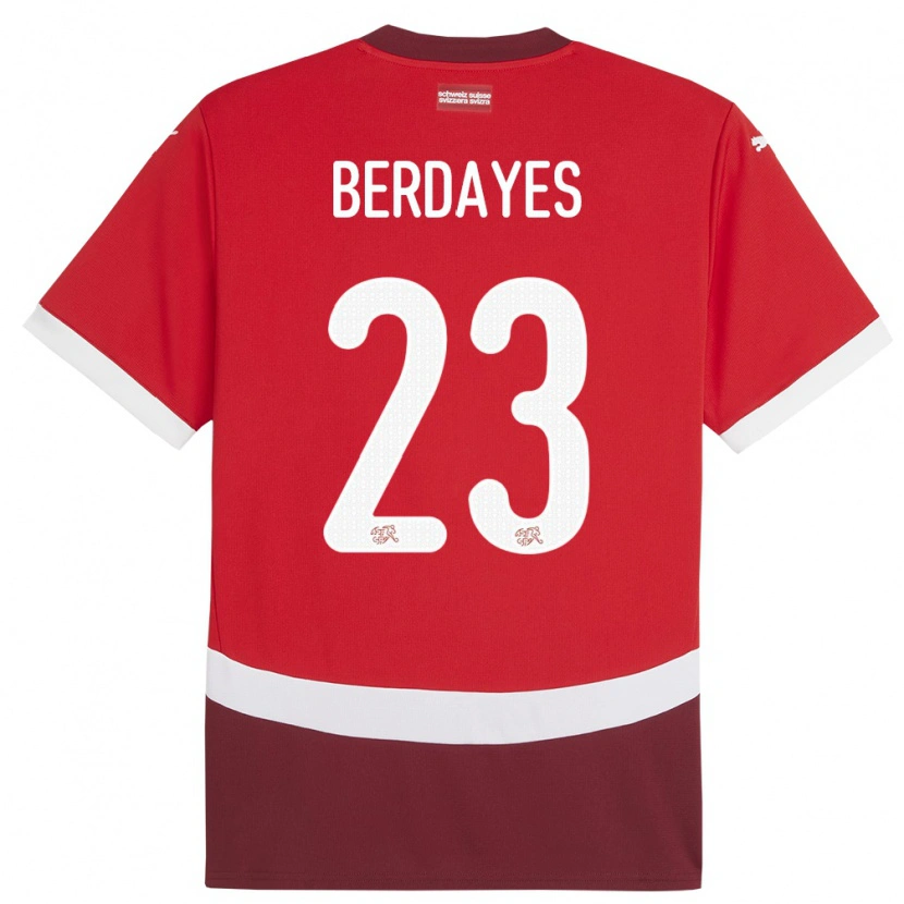 Danxen Niño Camiseta Suiza Théo Berdayes #23 Rojo 1ª Equipación 24-26 La Camisa México