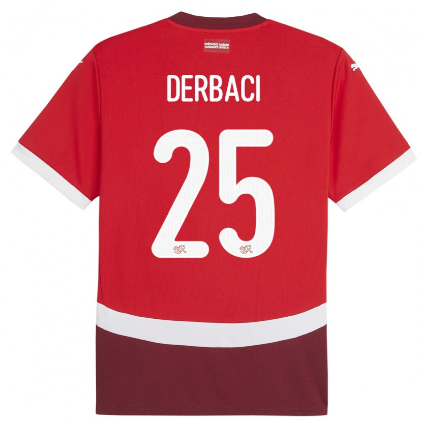 Danxen Niño Camiseta Suiza Dorian Derbaci #25 Rojo 1ª Equipación 24-26 La Camisa México