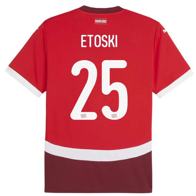 Danxen Niño Camiseta Suiza Edin Etoski #25 Rojo 1ª Equipación 24-26 La Camisa México