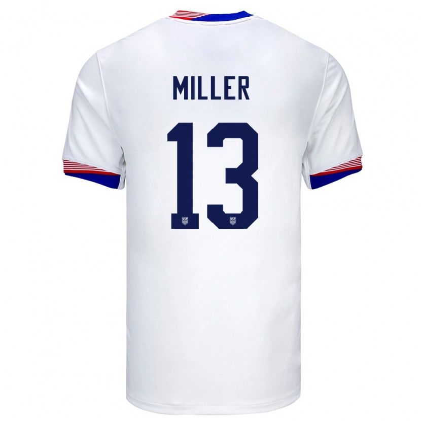 Danxen Niño Camiseta Estados Unidos Peyton Miller #13 Blanco 1ª Equipación 24-26 La Camisa México