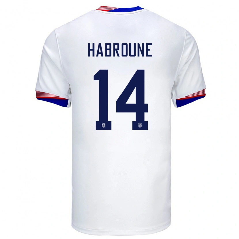 Danxen Niño Camiseta Estados Unidos Taha Habroune #14 Blanco 1ª Equipación 24-26 La Camisa México