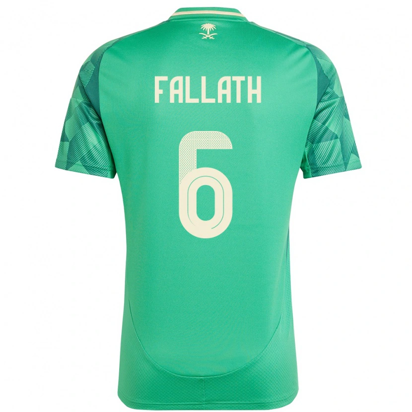 Danxen Niño Camiseta Arabia Saudita Mohammed Fallath #6 Verde 1ª Equipación 24-26 La Camisa México