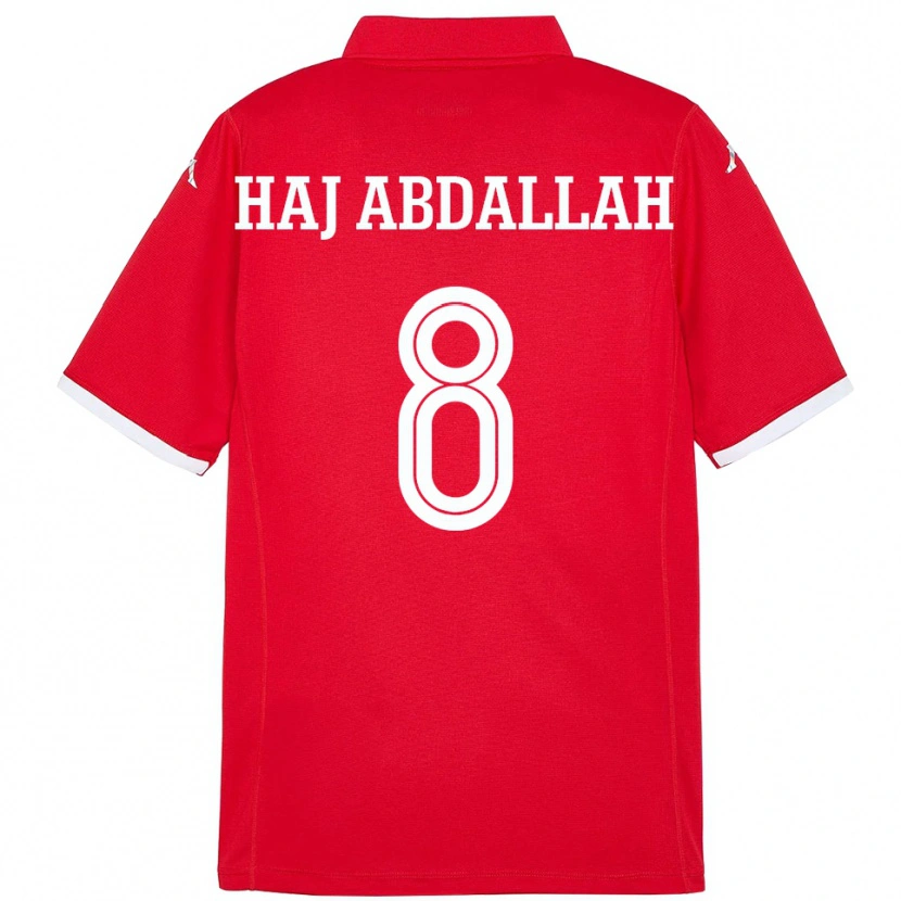 Danxen Niño Camiseta Túnez Saifedine Haj Abdallah #8 Rojo 1ª Equipación 24-26 La Camisa México