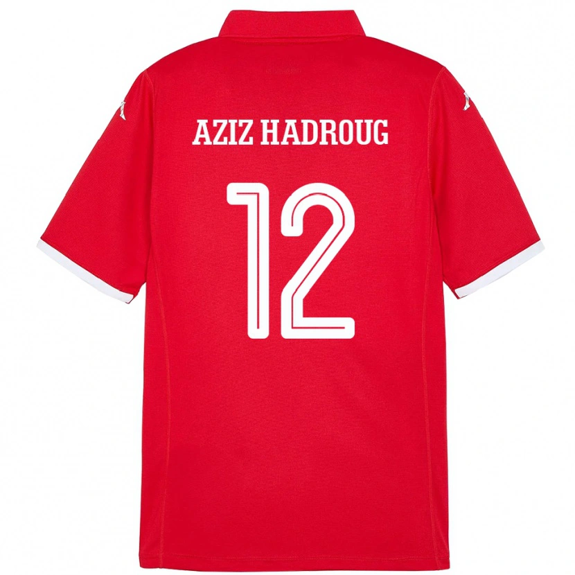Danxen Niño Camiseta Túnez Mohamed Aziz Hadroug #12 Rojo 1ª Equipación 24-26 La Camisa México