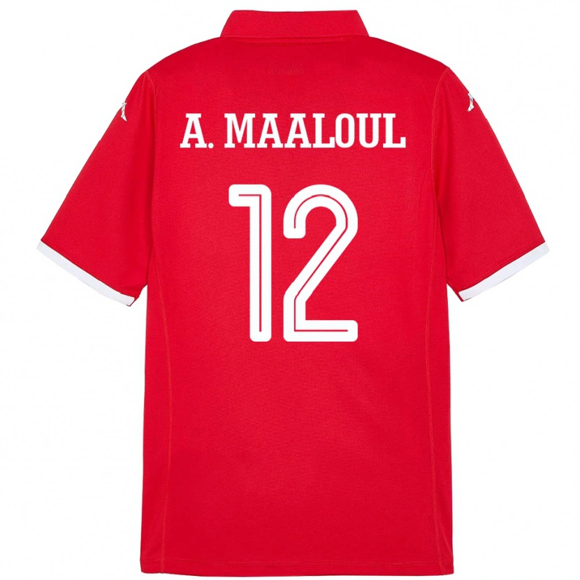 Danxen Niño Camiseta Túnez Ali Maaloul #12 Rojo 1ª Equipación 24-26 La Camisa México