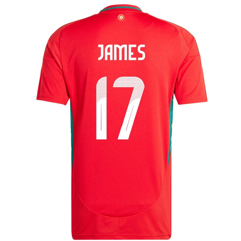 Danxen Niño Camiseta Gales Jordan James #17 Rojo 1ª Equipación 24-26 La Camisa México