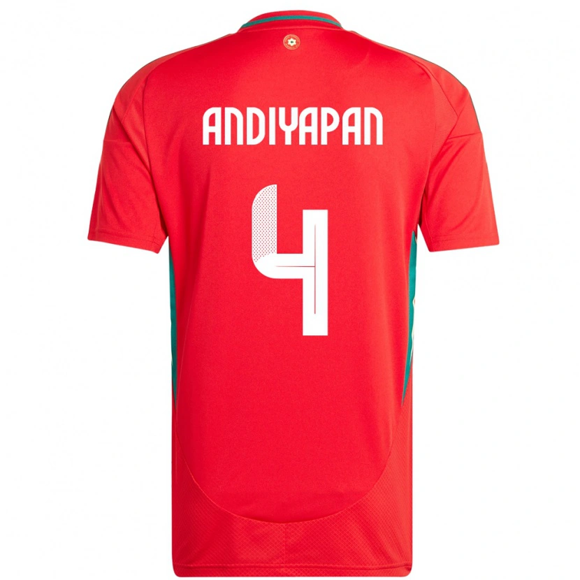 Danxen Niño Camiseta Gales William Andiyapan #4 Rojo 1ª Equipación 24-26 La Camisa México