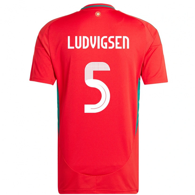 Danxen Niño Camiseta Gales Kai Ludvigsen #5 Rojo 1ª Equipación 24-26 La Camisa México