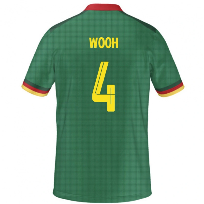 Danxen Niño Camiseta Camerún Christopher Wooh #4 Verde 1ª Equipación 24-26 La Camisa México