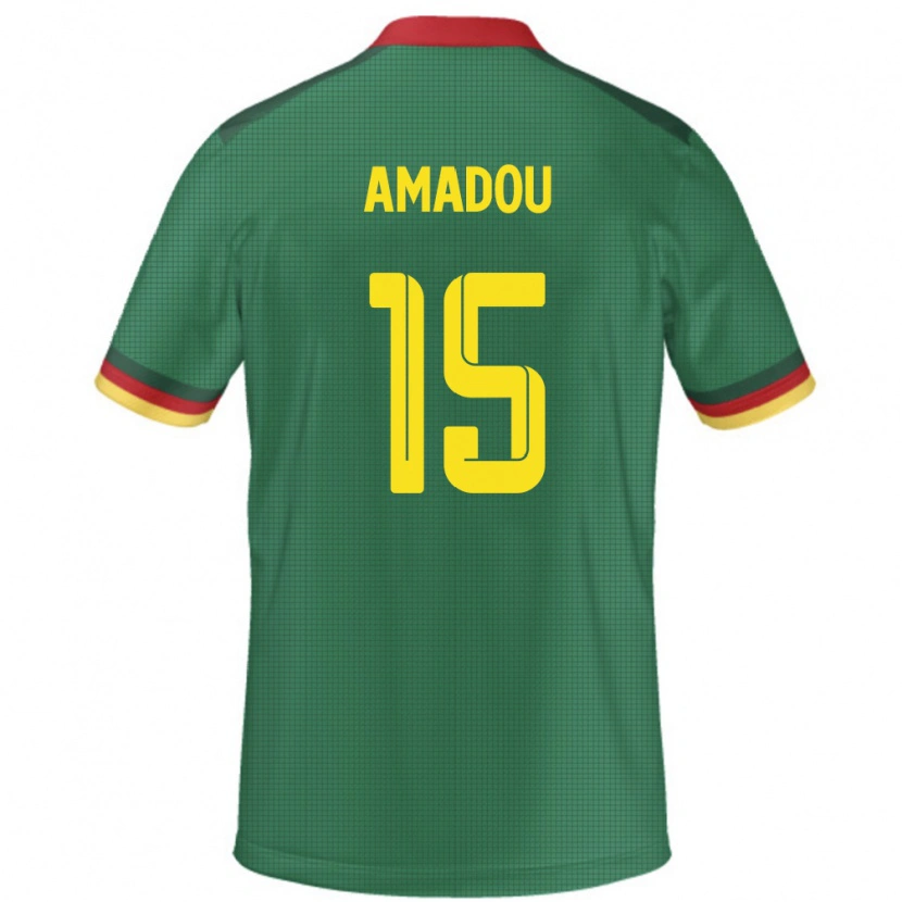 Danxen Niño Camiseta Camerún Daouda Amadou #15 Verde 1ª Equipación 24-26 La Camisa México
