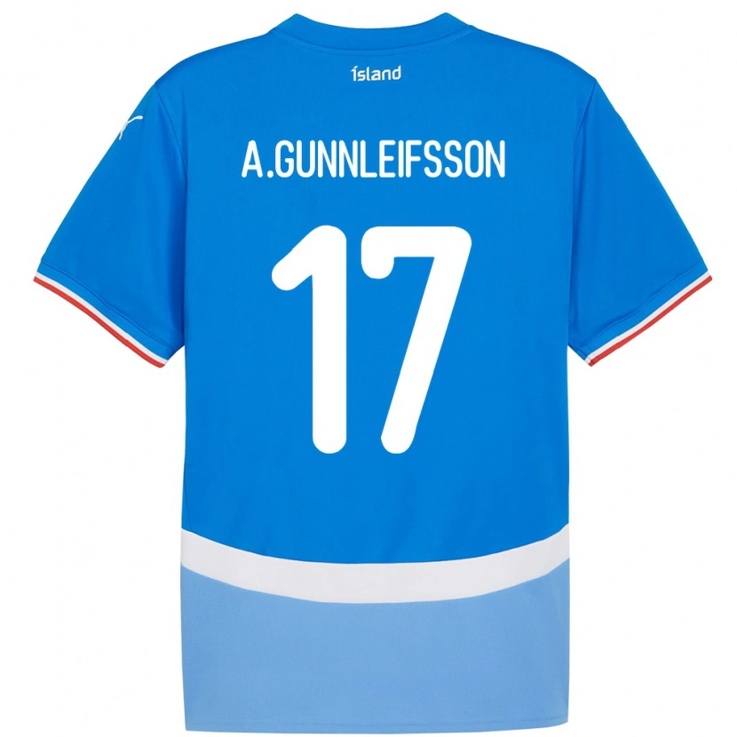 Danxen Niño Camiseta Islandia Arnar Bjarki Gunnleifsson #17 Azul 1ª Equipación 24-26 La Camisa México