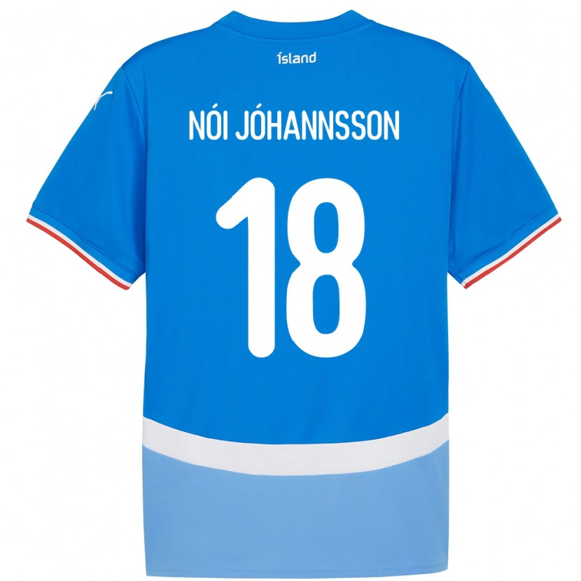 Danxen Niño Camiseta Islandia Sigurdur Nói Jóhannsson #18 Azul 1ª Equipación 24-26 La Camisa México