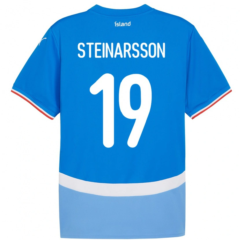 Danxen Niño Camiseta Islandia Ásgeir Steinn Steinarsson #19 Azul 1ª Equipación 24-26 La Camisa México
