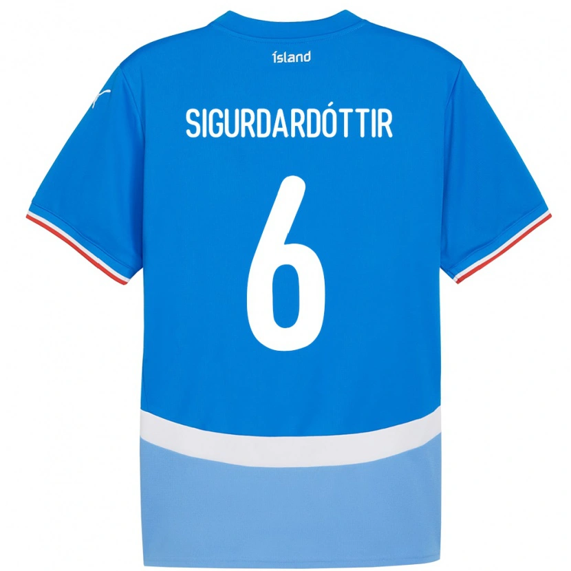 Danxen Niño Camiseta Islandia Ingibjörg Sigurðardóttir #6 Azul 1ª Equipación 24-26 La Camisa México